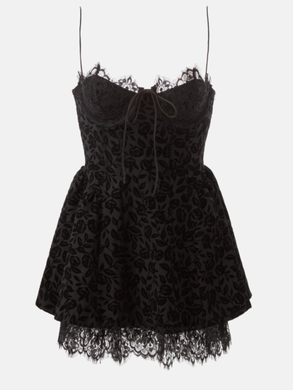 For Love and Lemons Shae Black Velvet Lace Mini Dress Bodice - Size XXS